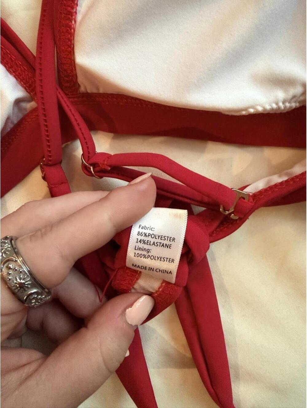 ❤️ Red Ruched Tie-Back Bikini Top — Small - Picture 5 of 5